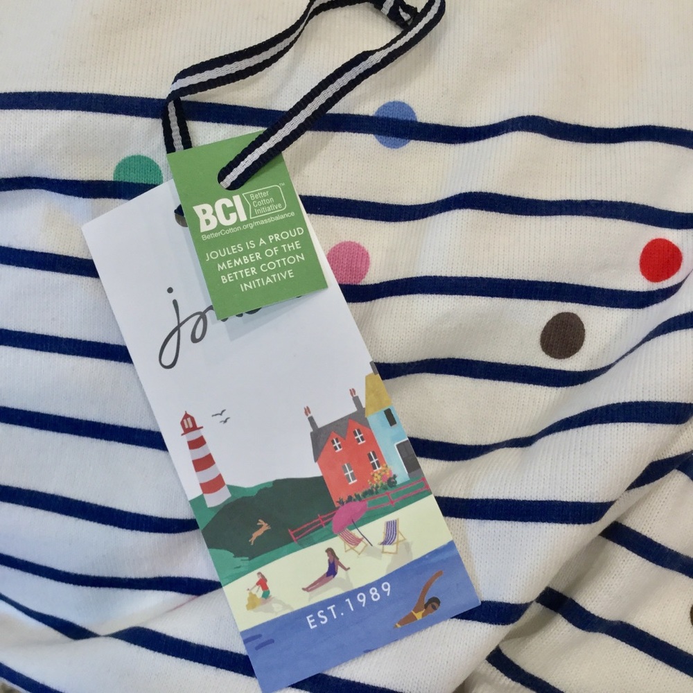 Joules 100% Cotton Polka Dot Striped Coastal Long Sleeve Top Sz 6 - Picture 10 of 13